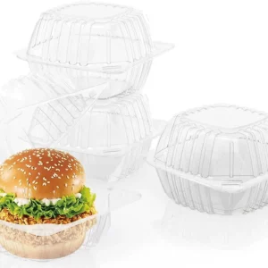 PS (Polystyrene) Transparent Thickened Hinge Hamburger Boxes