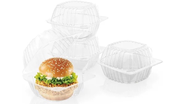PS (Polystyrene) Transparent Thickened Hinge Hamburger Boxes