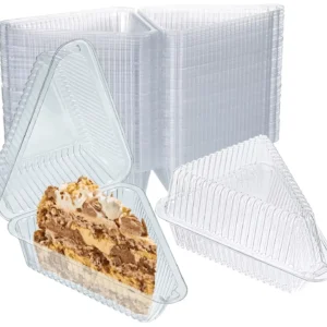 PS (Polystyrene) Transparent Hinged Lid Cake Slice Containers