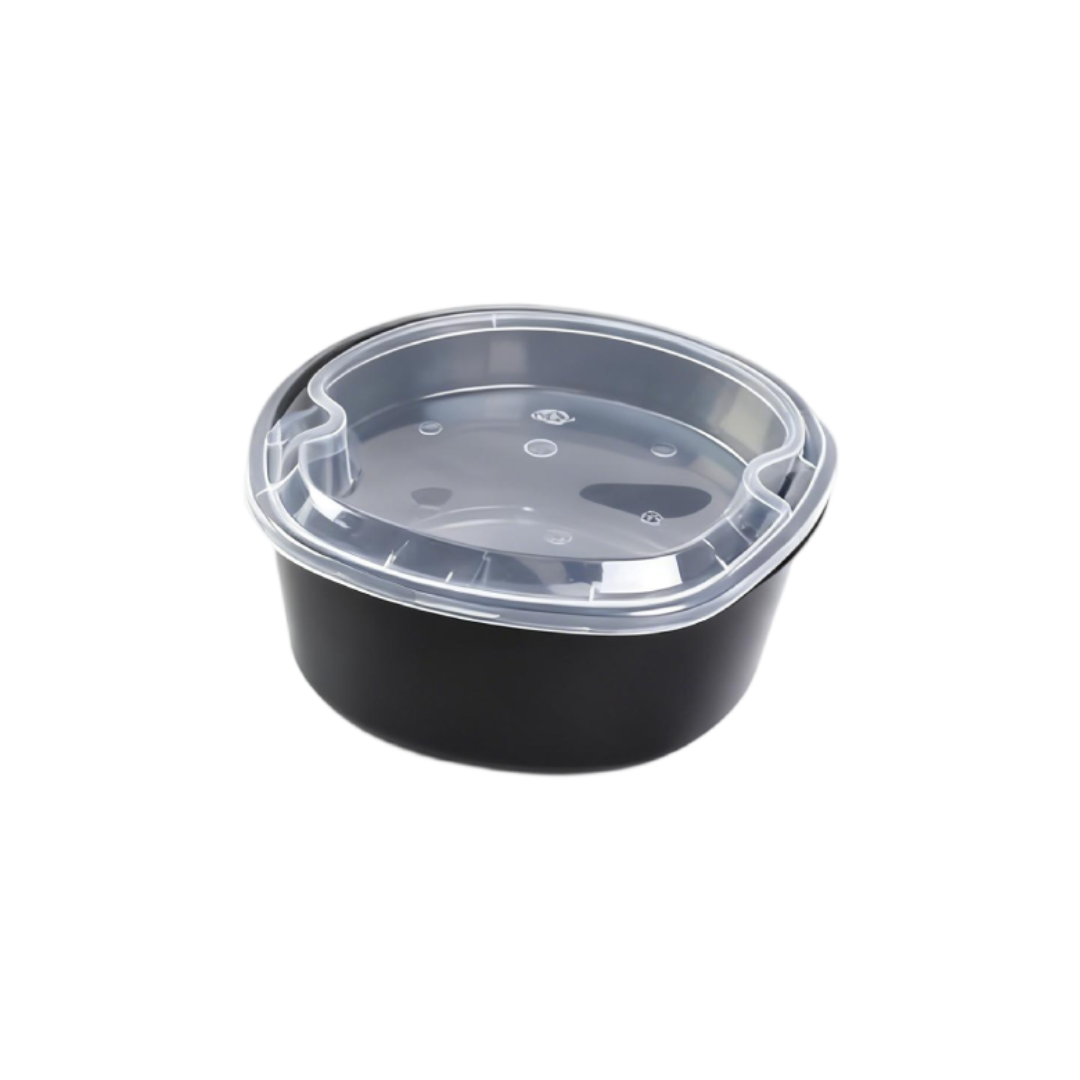 Split compartment plastic ramen bowl for noodles and toppings