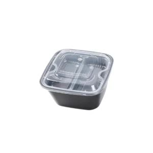 Split compartment plastic ramen bowl for noodles and toppings